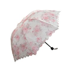Floral Dentelle Parapluie Anti-uv Imperméable 3 Pliage Broderie Ombrelle Mariage