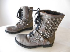 ASH Bottes Bottines Low Boots Motard Biker Cloutées Femme Cuir Métallisé 39