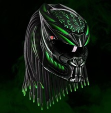 CASQUE MOTO TOP PREDATOR STREET NOIR VERT FEU (CERTIFIÉ POINT & ECE)