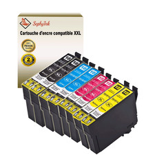 8x Cartouches compatibles avec Epson T1811 T1812 T1813  T1813 (série Pâquerette)