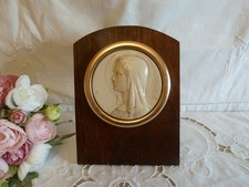 Ancien cadre bois massif  reliquaire portrait  Vierge Marie  signé Farsal