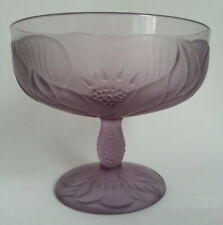 Ancienne GRANDE COUPE SUR PIED signée CHAUMETTE en CRISTAL violet DECOR FLEURS