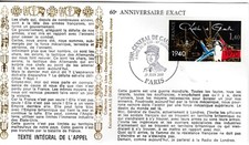 G504+FDC ENVELOPPE   1er JOUR  GENERAL DE GAULLE  60° ANNIVERSAIRE APPEL 18 JUIN