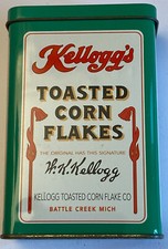 Ancienne Petite Boîte Métal KELLOGG'S Toasted Corn Flakes  (texte qu'en Anglais)
