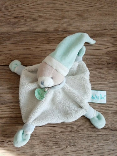 Doudou plat ours blanc bleu - doudou,