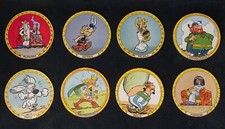 x8 étiquettes Fromage BEL / portraits Astérix et Obélix 1967 / série complète