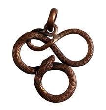Pendentif Serpent en Cuivre -Bijou de Createur unique Symbole  Sagesse - 25549