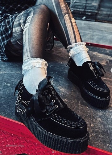 Black stacked platform velvet - black,