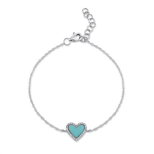 14k blanc coeur turquoise - blanc,