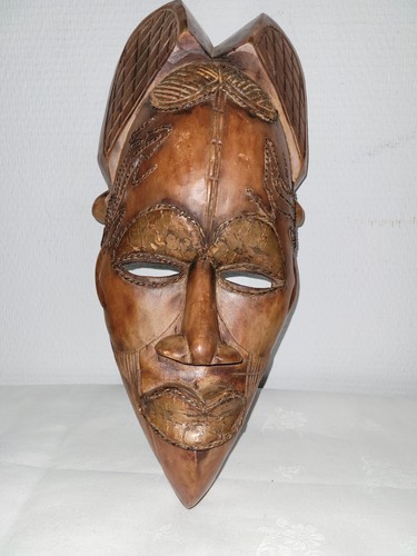 Masque africain bois cuivre - masque,
