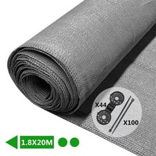 Brise Vue Occultant HDPE 1.8x20m Gris + Attaches - Jardin Balcon Terrasse