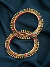 Indien Bijoux 2 Pièces Bollywood Ethnique Plaqué Or Mariage Bracelets Paire