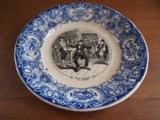 assiette parlante danse Anglaise à la taverne Sarreguemines. Diamètre 20 cm.