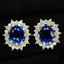Inestimables boucles d'oreilles en argent sterling 925 saphir bleu royal...