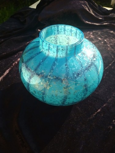 Vase boule verre bleu à - en,