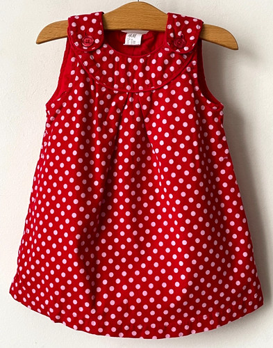 Adorable robe rouge - pois, blanc