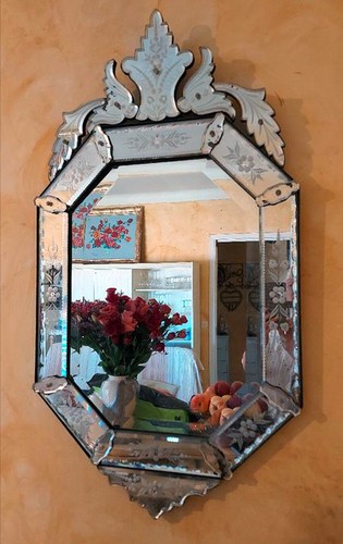 Ancien miroir vénitien - miroir,