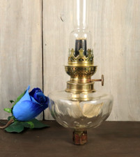 Antique French Piano Peg Oil Lamp Font Crystal Cut Baccarat w/ Burner and Glass