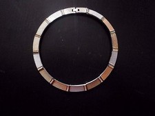 Collier anneau massif couleur or blanc or rose or jaune et strass C101 vintage