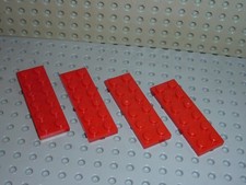 4 x Plaque plate 2x6 Red LEGO