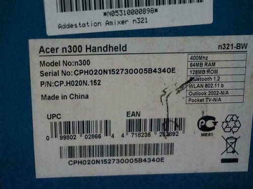 Acer n300 handheld 400mhz - acer,