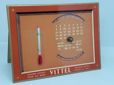 Ancien glacoide Vittel Hépar thermomètre et calendrier des années 60 plaque tôle