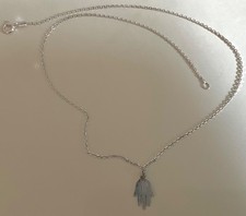 Collier Argent Massif Chaîne et Pendentif Porte-Bonheur Main de Fatma.