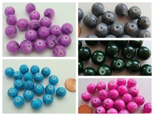 20 perles Rondes 10mm VERRE PEINT aspect marbre couleur au choix DIY Bijoux