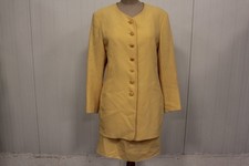 HERMES Ensemble Tailleur Jupe vintage laine soie Jaune Femme T42 (65490)