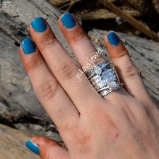 Bague femme anxiété toupie en argent sterling 925 pierre précieuse pierre de ...