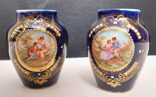 Paire vase bleu - paire, de