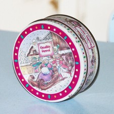 Petite boîte publicitaire en tôle vintage Quality Street des années 1980