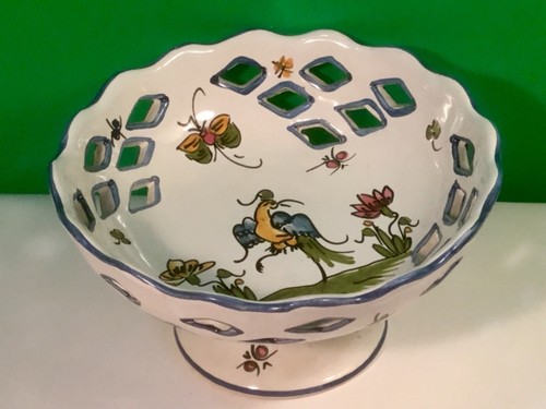 Antique french faience footed - faience,
