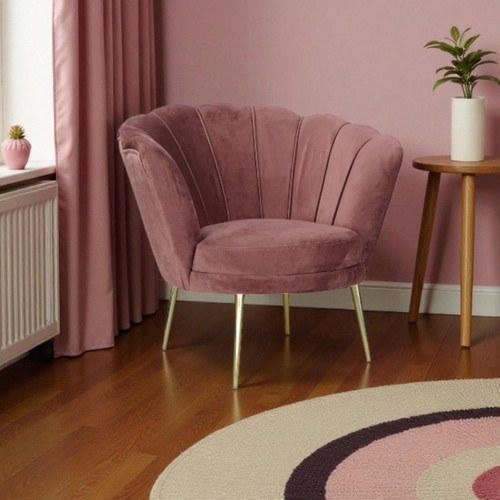 Fauteuil velours rose - en,