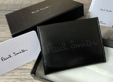 Porte-Cartes Paul Smith Cuir Noir Logo Perforé BNIB