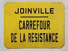 Ancienne plaque émaillée JOINVILLE carrefour de la RÉSISTANCE arrêt de bus RATP