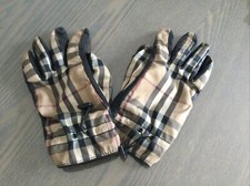 Paire de gants BURBERRY taille 7,5 cuir noir tartan beige bon etat