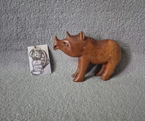 Statuette rhinocéros bois - rhinocéros,