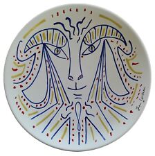 Jean COCTEAU - Grande coupelle en céramique originale signée "FAUNE RAYONNANT", 1958