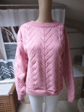 superbe pull laine rose  tricoté main PHILDAR taille 42 / 44  com9