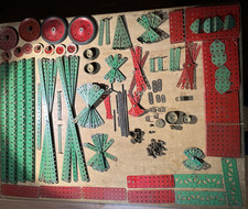 meccano constructor d'occasion lot de pièces+ engrenages+ visseries état d'usage