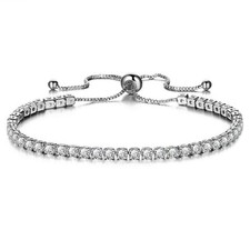 Neuf article chaud alliage d'argent diamant réglable 5 mm perles boule curseur bracelet chaîne