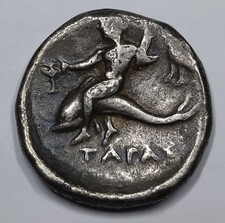 RARE R2 Grècque Argent, Calabre, Tarentum Didrachme / Nomos (272-240 BC)