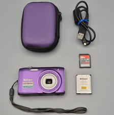 Nikon Coolpix S3100 14,0Mp Digital Camera Purple 5x Zoom, Charger SD Case, READ