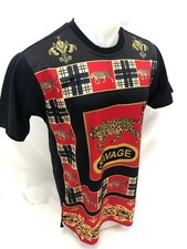 Hommes VICTORIOUS Chemise Manche Courte Urban Rouge Or Léopard Pierres Modèle