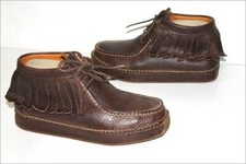 RALPH LAUREN  Boots à Franges Cuir Grainé Marron Foncé T 6C / 36 TTBE