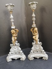 Paire grand bougeoirs régule