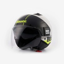 Casque Moto Jet Blauer BET URBAN En Fibre Blanc Noir Jaune Fluo ECE2206