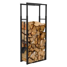 Étagère à bois de chauffage réglable panier range-bûche support en métal robuste