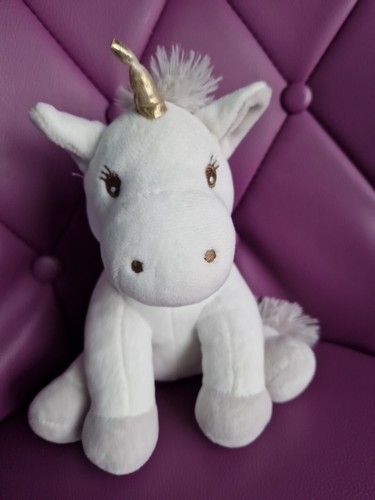 Doudou peluche licorne blanche